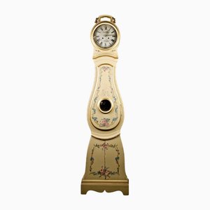 Swedish Mora Clock with Painted Flowers and Wreath, Early 1800s