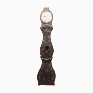 Antique Swedish Mora Clock with Folk Art Paint from C Palmlöf Sala, 1800s