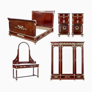 Suite de 5 dormitorios Empire Revival francés del siglo XIX, década de 1890. Juego de 5