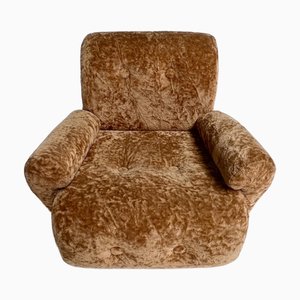 Fauteuil en Velours Brun Rouille, Italie, 1970s