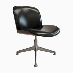 Chair in Walnut and Black Eco-Leather by Ico Parisi for Mim Roma, 1960s