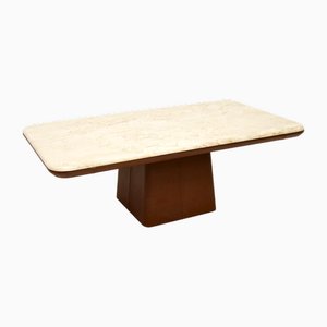 Vintage Leather and Travertine Coffee Table from de Sede, 1960s
