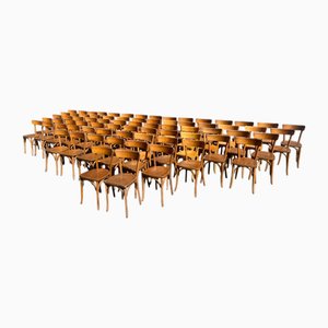 Vintage French Wooden Bistro Chairs, 1960s, Set of 60
