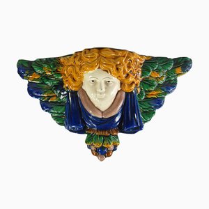 Big Italian Majolica Angel Wall Bracket Decoration