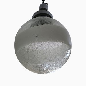 Italian Swirl Murano Glass Globe Pendant from Mazzega, 1960s
