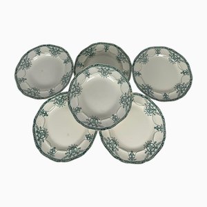 Flache und tiefe Compiègne Teller von Longwy Factory, 1890er, 6 . Set