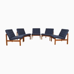 Mid-Century Modern Moduline Modular Sofa in Teak by Ole Gjerløv-Knudsen & Torben Lind for France & Søn, 1960s, Set of 5