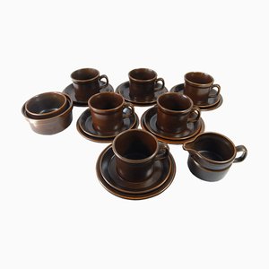 Sterling Brown Tea Set from Wedgwood, 1970s. Set of 15