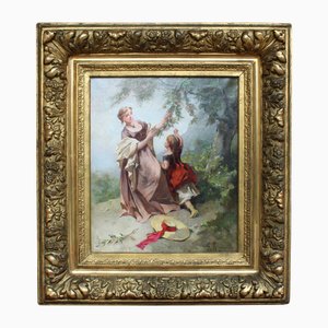 Figures, 19th Century, Oil on Canvas, Framed