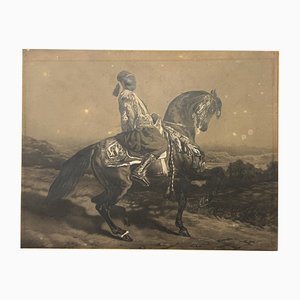 Charles Bargue nach Alfred De Dreux, Pferd, 1859, Bleistiftzeichnung auf Lithographie