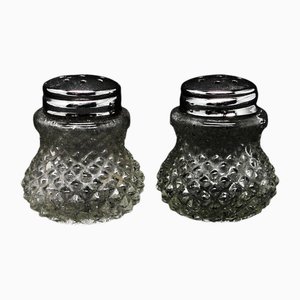 Art Deco Salzbehälter aus Kristallglas, Großbritannien, 1950er, 2er Set