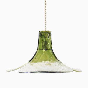 Lampe à Suspension Tulip en Verre de Murano Vert et Transparent de Mazzega, Italie, 1960s