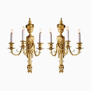Antique Wall Lights in Gilt Bronze, Set of 2