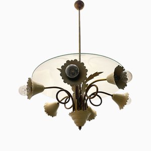 Vintage Tole Light Hängelampe, 1950er