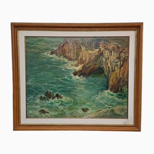 Giuseppe Caselli, Grotta a Tellaro, 1950s, Oil Painting, Framed