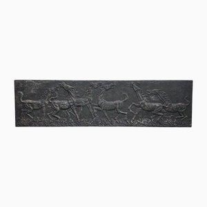 Vintage High Relief Panel Wall Sculpture with Horses in Wood and Composite, 1960s