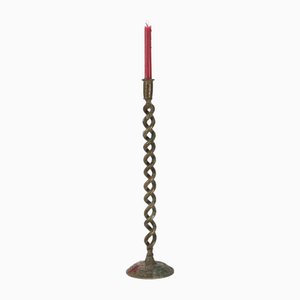 Large Mid-Century Open Barley Twist Metal Candleholder, 1920s