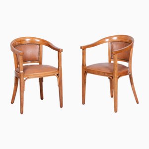 Ensemble de Fauteuils Art Déco en Hêtre et Similicuir, Autriche, 1930s