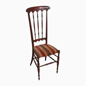 Chiavari High Back Chair in Wood and Padded Fabric, 1950s