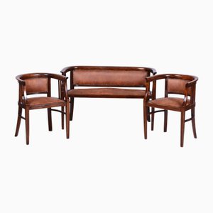 Art Deco Seating Set in Beech, Czech, 1920s, Set of 3