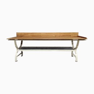 Vintage Baker's Table with Iron Base and Beech Top