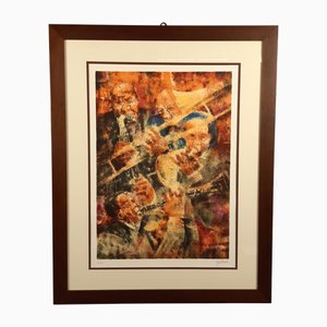 Remo Squillantini, Figure di musicisti astratti, anni '80, Litografia, Incorniciato