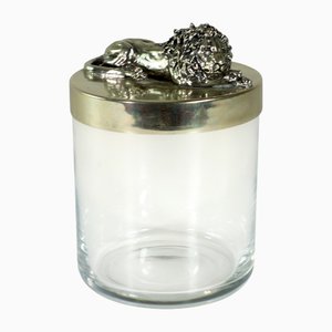 Silver Metal Lion Jar by Giovanni Raspini, 2010s