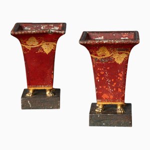 Enamelled Metal Flower Holders, France, 19th Century, Set of 2