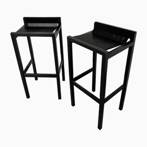Moderne Barhocker aus schwarzem Holz & Stahl von Ruud Jan Kokke, 1980er