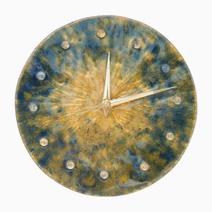 Amorphous Wall Clock in Enameled Copper and Gold Paint, 1970s