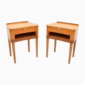 Schwedische Vintage Nachtschränke aus Ulmenholz, 1950er, 2er Set