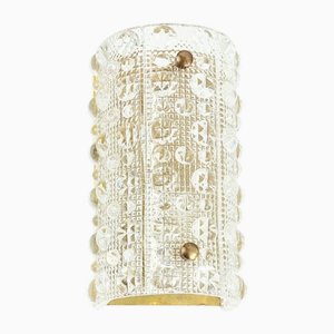Lampada da parete Mid-Century moderna in vetro a bolle e ottone di Carl Fagerlund per Orrefors, Svezia, anni '60