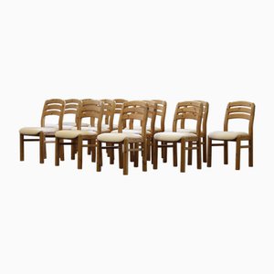 Chaises de Salle à Manger en Pin attribuées à Dyrlund, Danemark, années 70-80, Set de 12