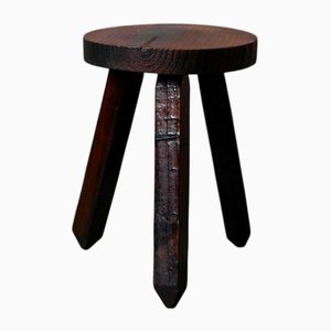 Brutalist Primitive Tripod Stool in Wood