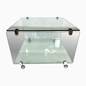 Minimalist Glass and Chrome Side Table attributed to Draenert, West Germany, 1960s