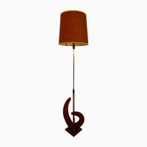 Lámpara de pie estándar escultural Mid-Century de teca, 1948
