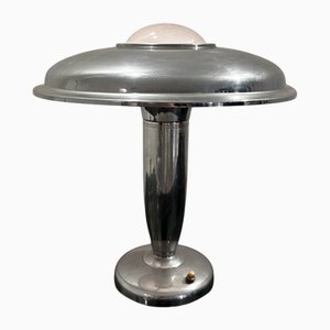 Lampada Bauhaus in metallo cromato e vetro satinato, 1926