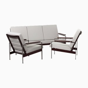 Vintage Sofa Set aus Teak & hellgrauem Kvadrat Stoff von Furniture Industry Gelderland, 1960er