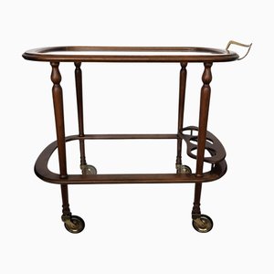 Mid-Century Art Deco Italian Wood and Brass Dry Bar Cabinet Liquor Cart by Paolo Buffa, 1950s
