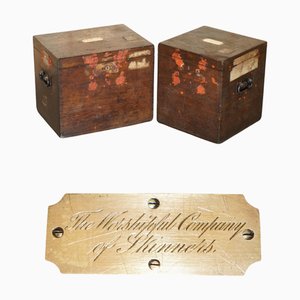 Antique Victorian Campaign Chests, Set of 2