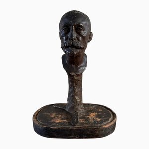 Buste d'Homme à la Moustache en Plâtre par Charles Filleul