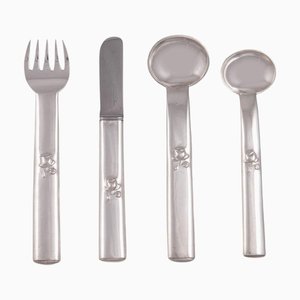 Posate Art Nouveau in argento per bambini attribuite a Josef Hoffmann, 1923 Set di 4