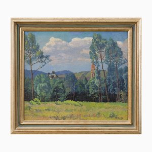 Max Kahrer, Paisaje Stift Klosterneuburg, 1919, Pintura al óleo, Enmarcado