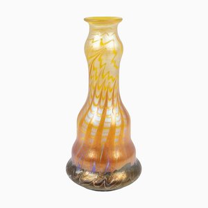 Art Nouveau Bohemian Glass Vase in Yellow - Orange from Johann Loetz Witwe, 1900s