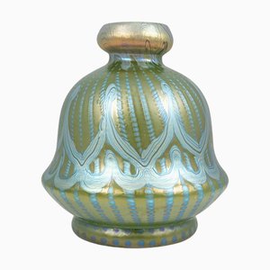 Vase Art Nouveau en Verre de Bohême Bleu - Vert de Johann Loetz Witwe, 1900s