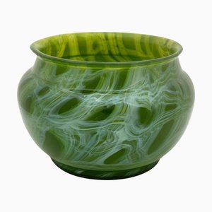 Vase Bohème Art Nouveau en Verre Vert de Johann Loetz Witwe, 1912