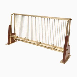 Vintage Teak and Gilt Metal Wall Coat Rack, 1960s