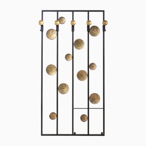 Vintage Space Age Coat Rack in Metal & Brass, 1940s