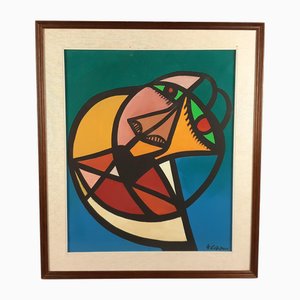 Francesco Catalano, Composizione astratta, anni '70, Olio su tela, con cornice