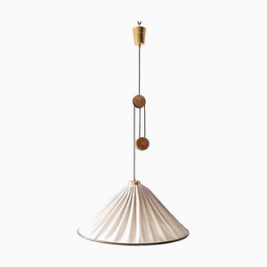 Counterweight Pendant Lamp Jo-Jo Zug Mod. 2505 in Brass & Wild Silk, by Josef Frank for J.T. Kalmar, 1950s